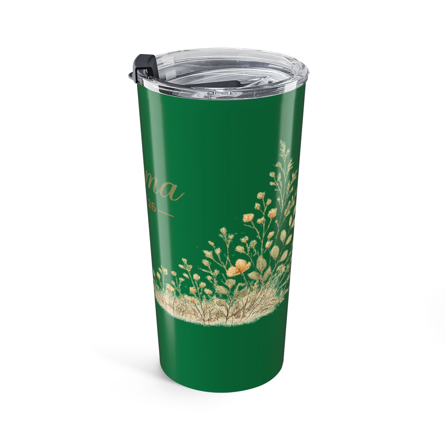 Mama Est. 2026 20oz Tumbler — Green Floral Stainless Travel Cup