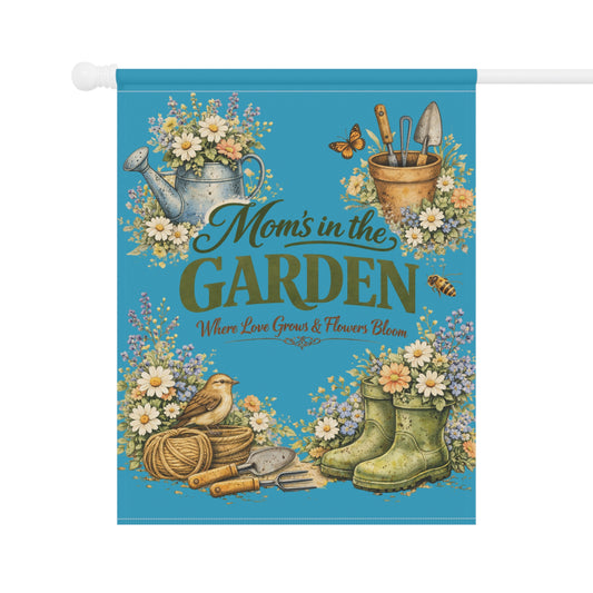 Mom’s in the Garden Banner, Botanical Garden Flag, Floral Mother’s Day Garden Decor, Gift for Gardening Mom