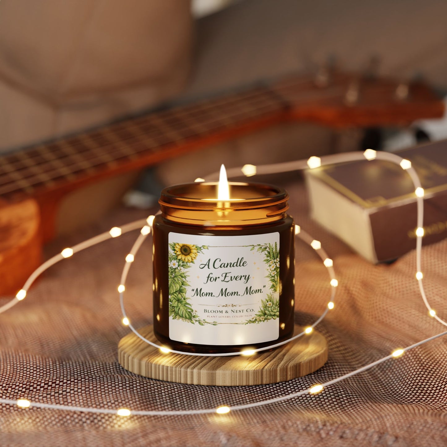 Soy Candle — “Burn While I Hide from the Kids” Amber Jar, Floral Scented Gift