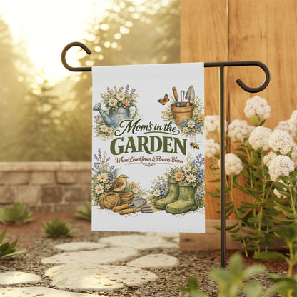 Mom’s in the Garden Banner, Botanical Garden Flag, Floral Mother’s Day Garden Decor, Gift for Gardening Mom