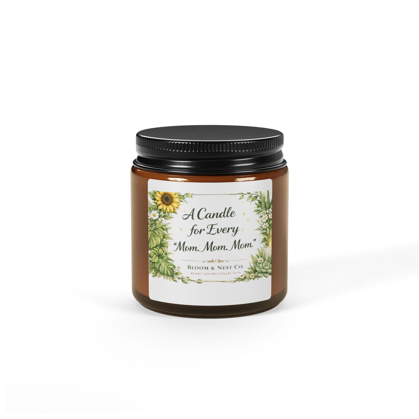 Soy Candle — “Burn While I Hide from the Kids” Amber Jar, Floral Scented Gift