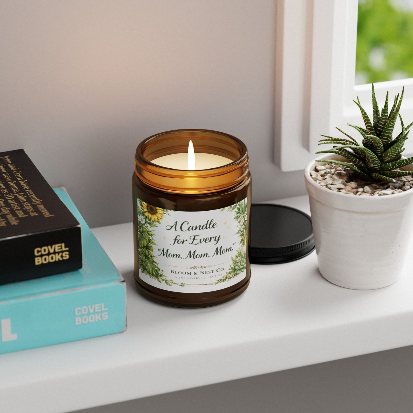 Soy Candle — “Burn While I Hide from the Kids” Amber Jar, Floral Scented Gift
