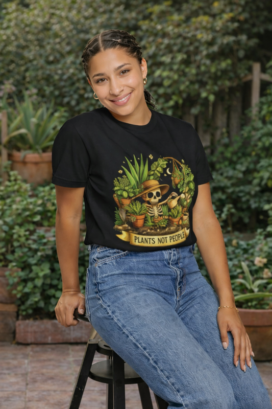 Plants Not People Shirt | Skeleton Plant Lover Tee | Gothic Botanical Graphic Tee