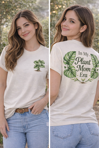 In My Plant Mom Era Shirt, Plant Lover Tee, Botanical Mom Shirt, Monstera Plant Shirt, Plant Lady Gift, Front and Back Graphic Tee