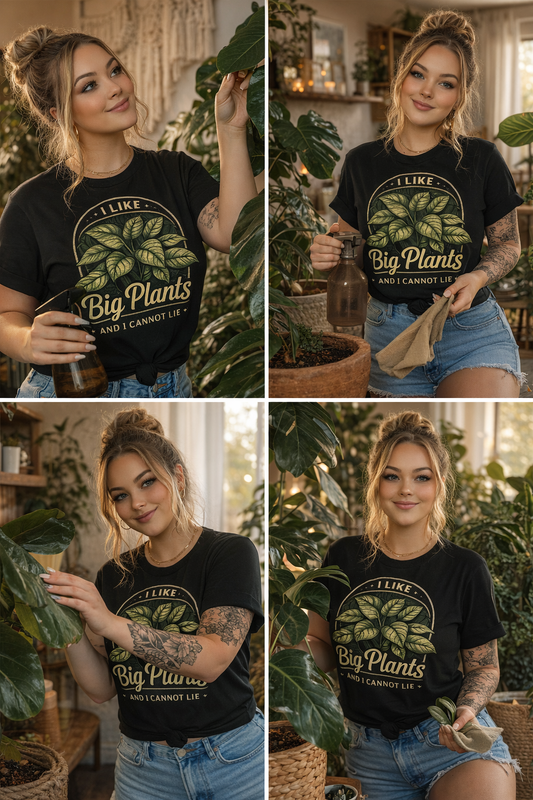 I Like Big Plants and I Cannot Lie T-Shirt | Funny Plant Lover Gift | Monstera & Calathea Graphic Tee