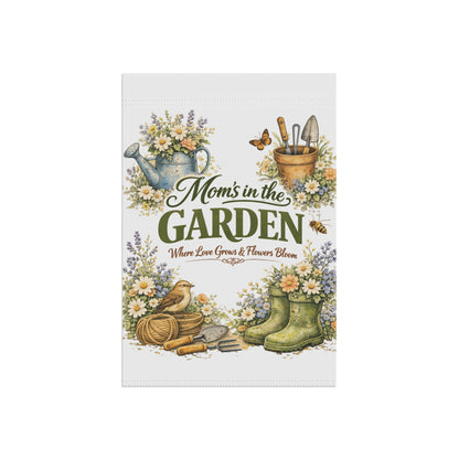 Mom’s in the Garden Banner, Botanical Garden Flag, Floral Mother’s Day Garden Decor, Gift for Gardening Mom