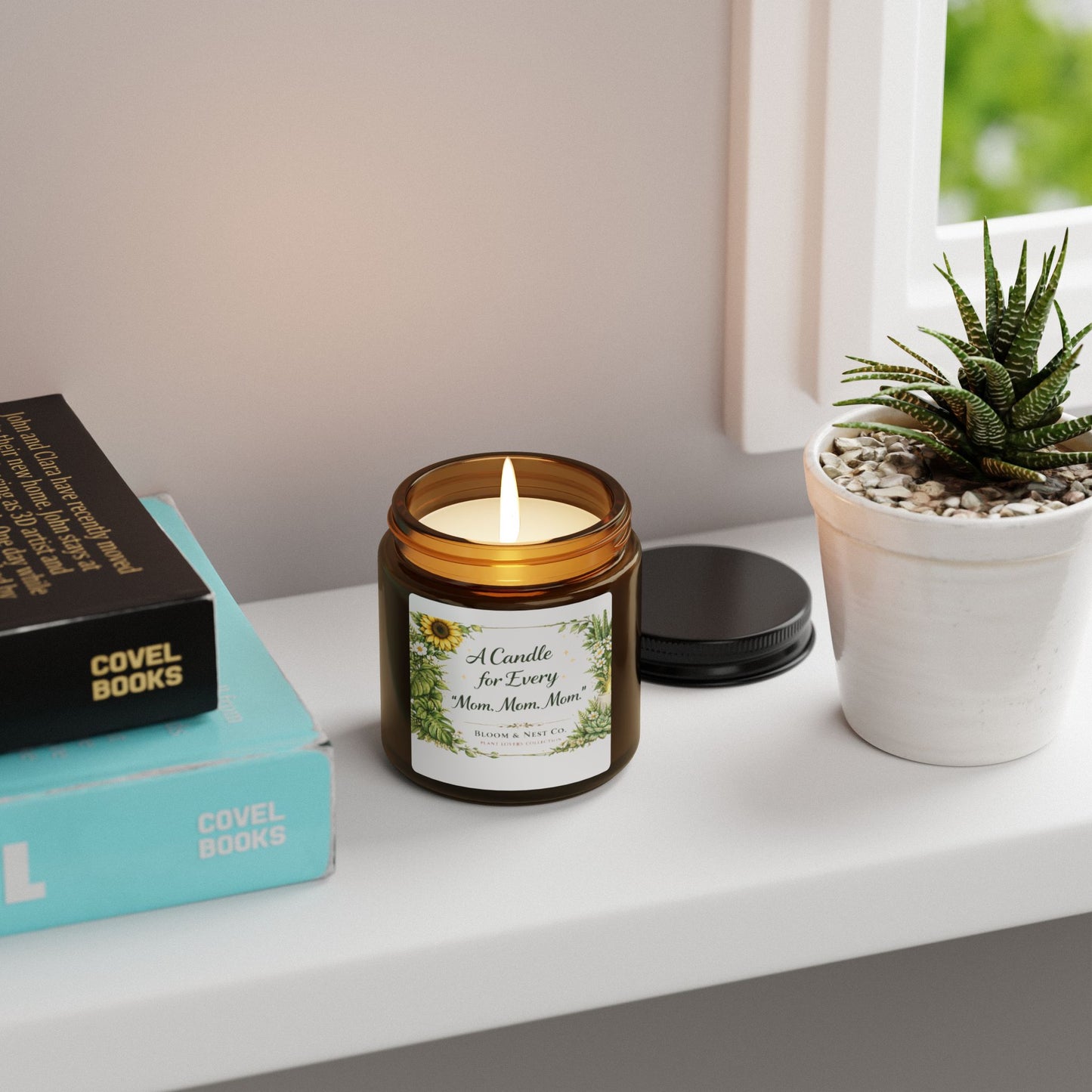 Soy Candle — “Burn While I Hide from the Kids” Amber Jar, Floral Scented Gift
