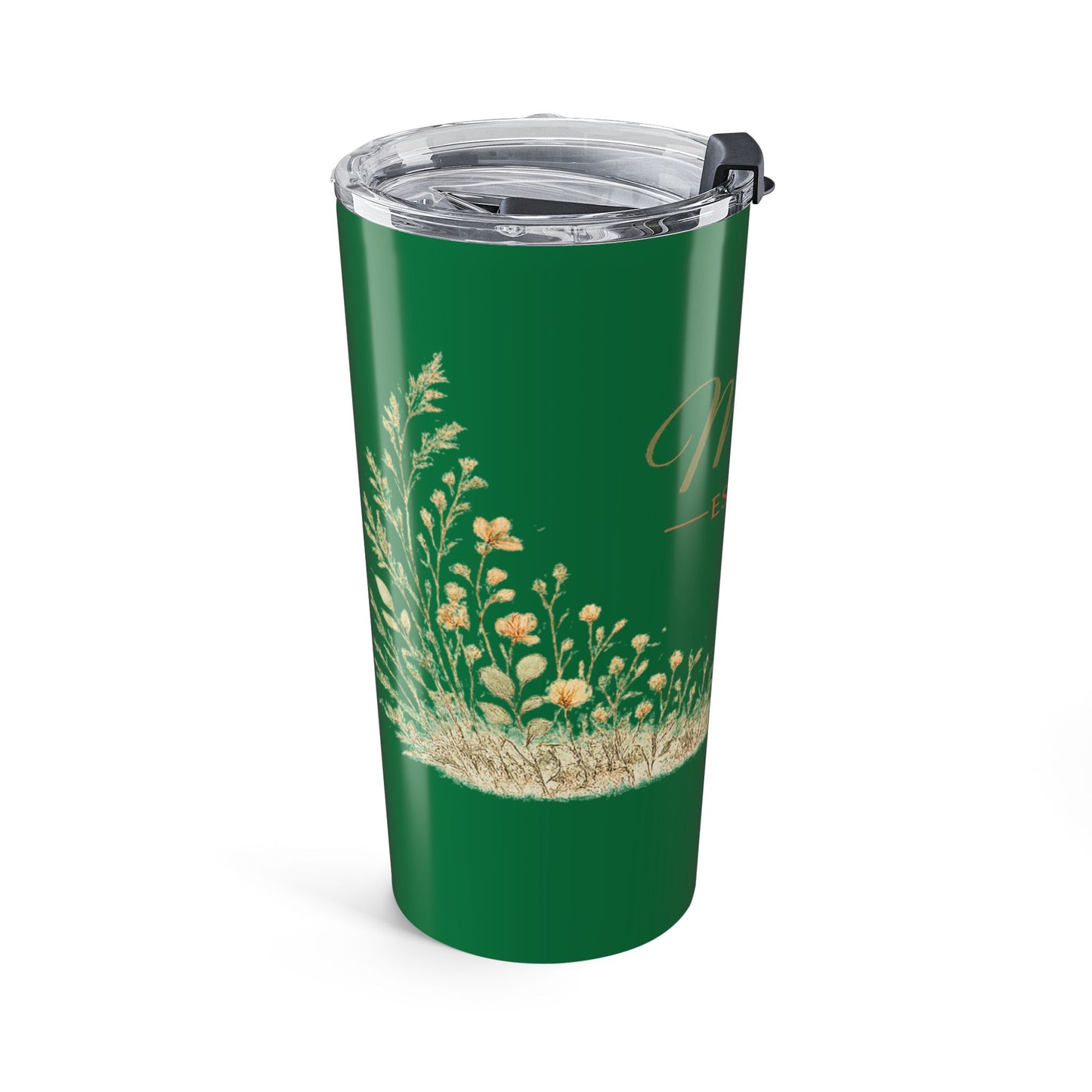 Mama Est. 2026 20oz Tumbler — Green Floral Stainless Travel Cup